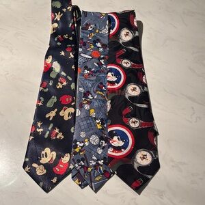 Lot of 3 Disney Mickey Character Ties Set